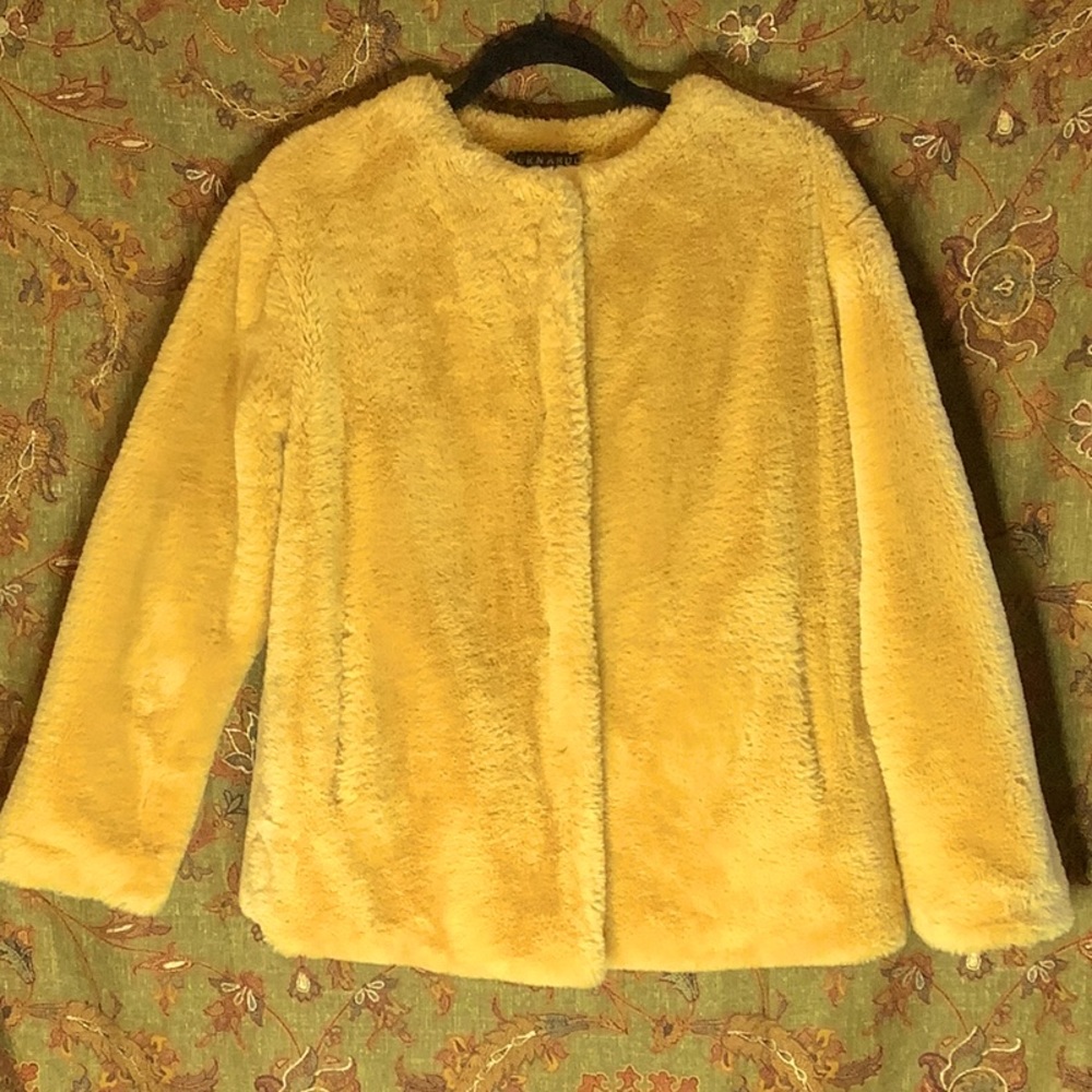 Bernardo Faux Fur Mustard yellow Coat